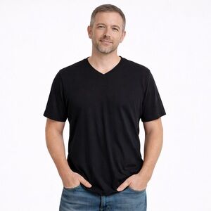 Bella Canvas Men's Black Short Sleeve V-Neck Tee